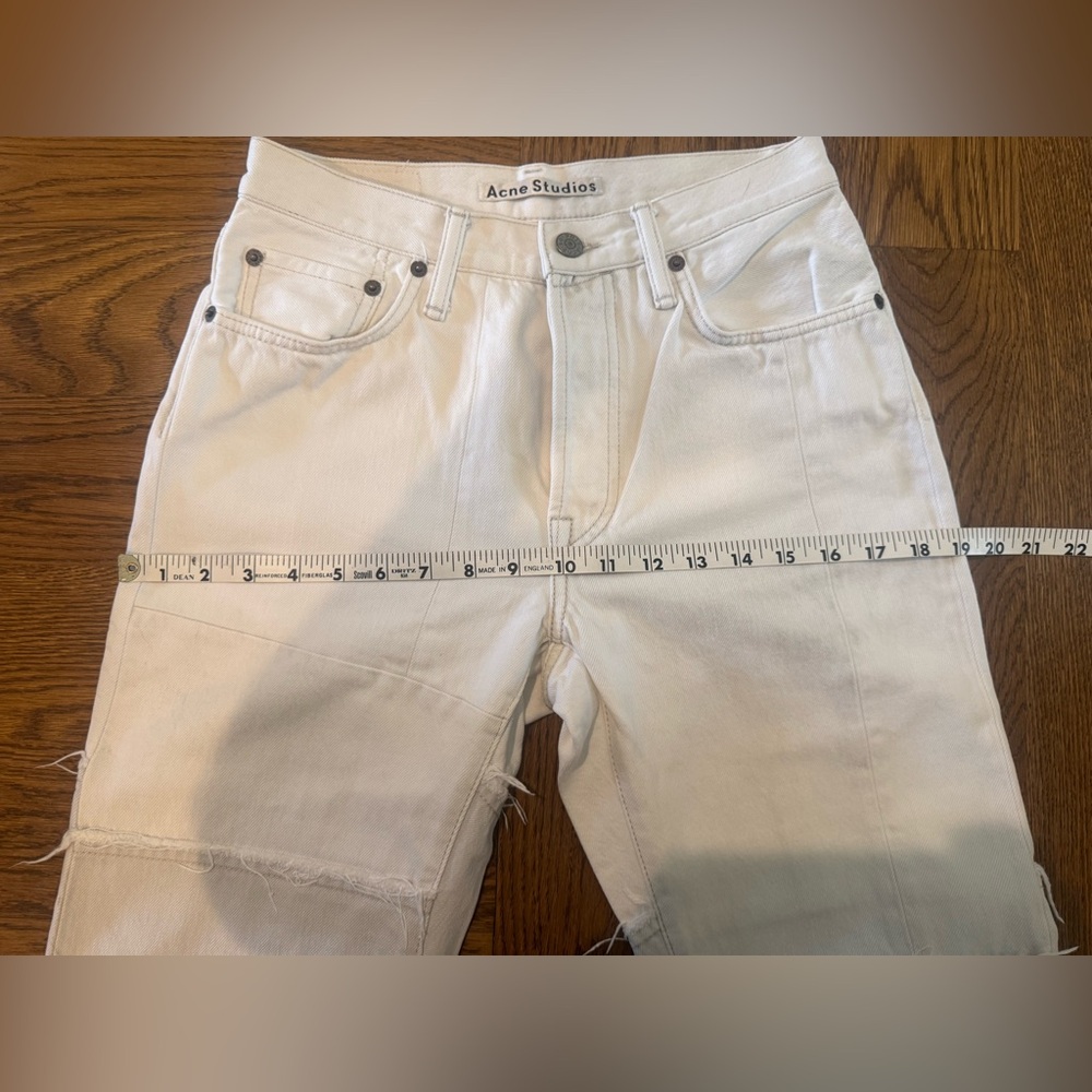 Acne Patchwork Off-White & Light Gray Slim Straig… - image 11